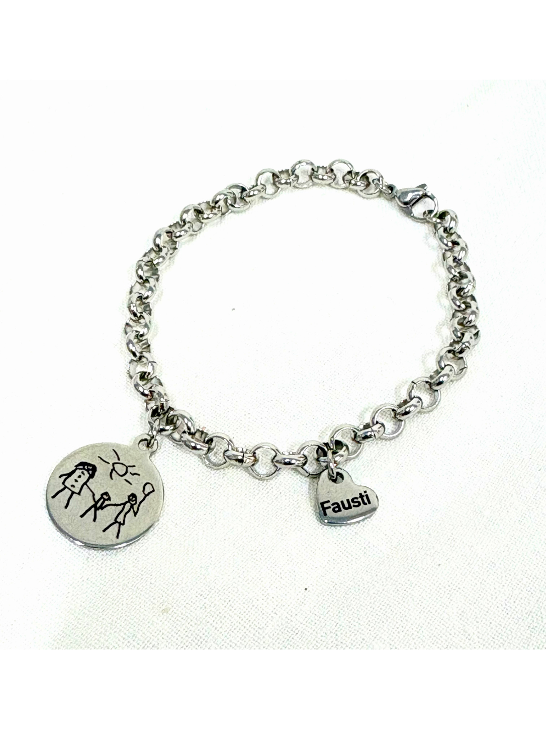 Pulsera Rolo con Medalla y Corazón