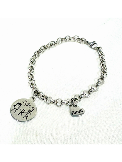 Pulsera Rolo con Medalla y Corazón