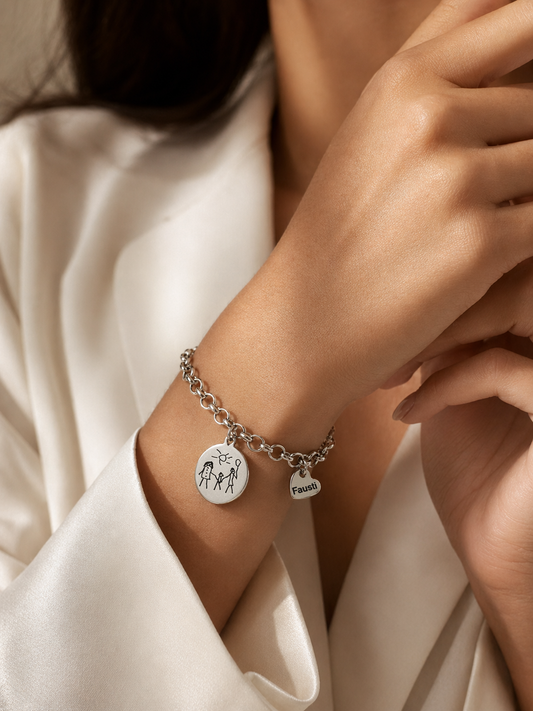 Pulsera Rolo con Medalla y Corazón